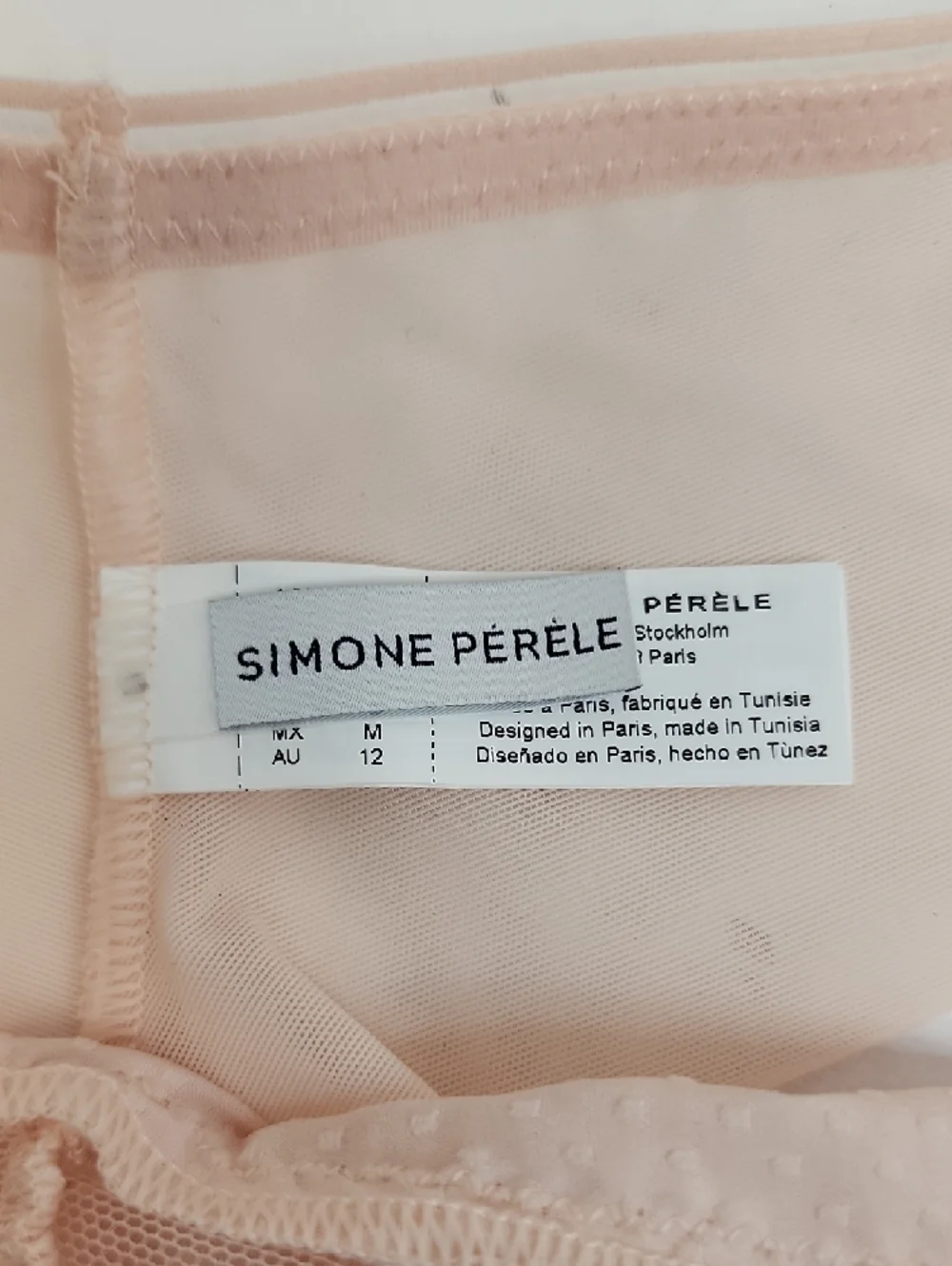 Simone Perele Blush Pink Lace Thong Sheer Embroidered Floral Panty Small NWT